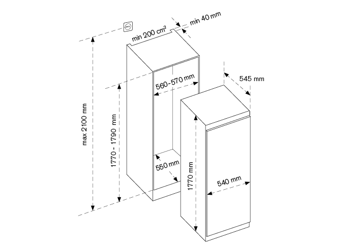 60 cm enkeldeurs vriezer H177 cm | Bertazzoni